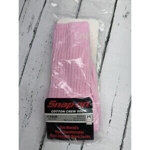Snap-On Cotton Crew Socks Pink Medium One Pair